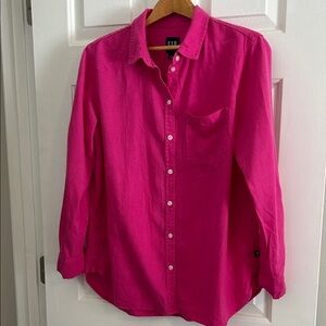 Gap linen/rayon shirt women large pink good condition loose fit see pics